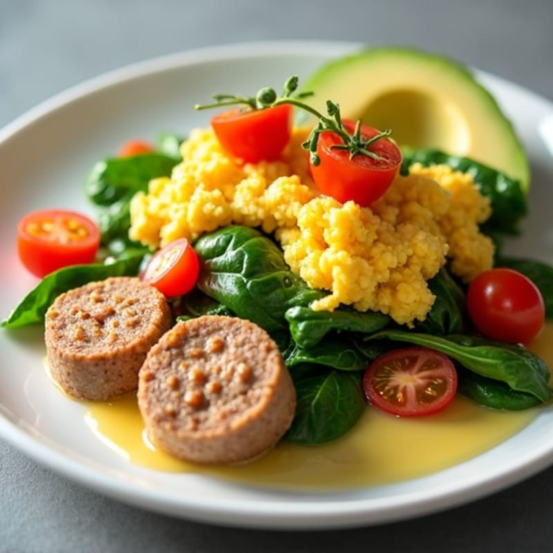 Egg White and Turkey Sausage Scramble with Spinach
