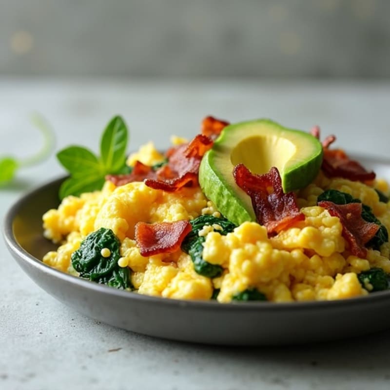 Cottage Cheese Scramble with Spinach and Turkey Bacon
