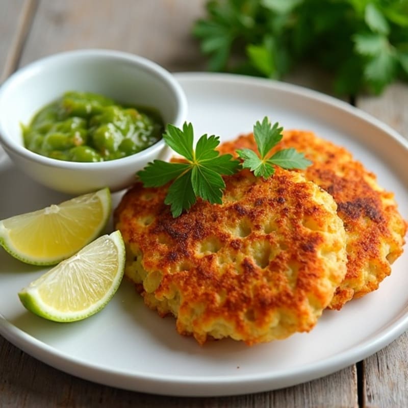 Crispy Spiced Chickpea and Potato Patties with Fresh Cilantro Chutney