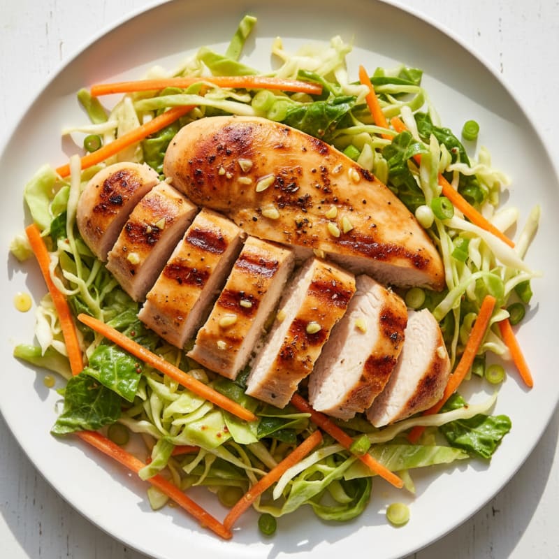 Grilled Chicken Breast with Crunchy Cabbage Slaw