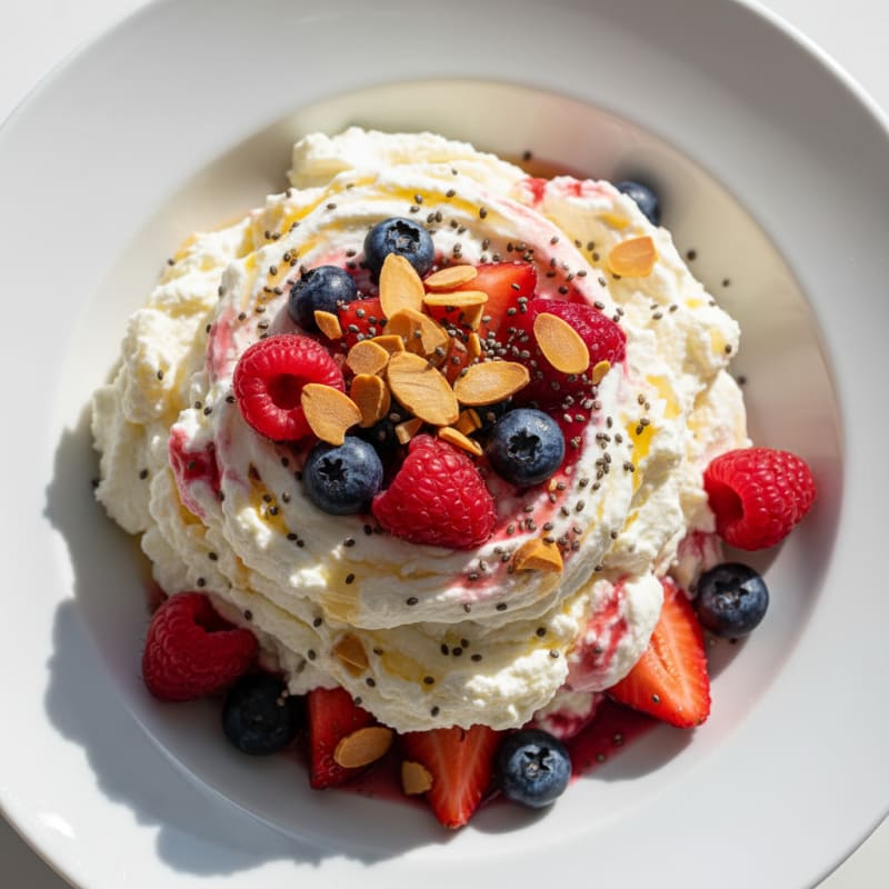 Greek Yogurt Protein Mousse with Mixed Berries