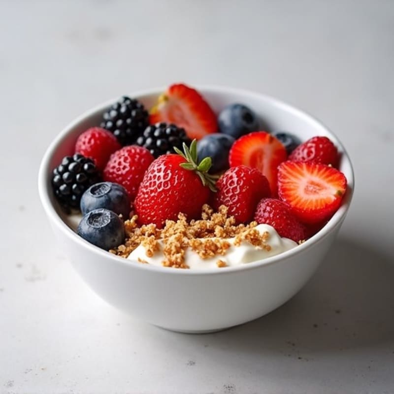 High-Protein Greek Yogurt Bowl with Fresh Berries and Crunchy Granola