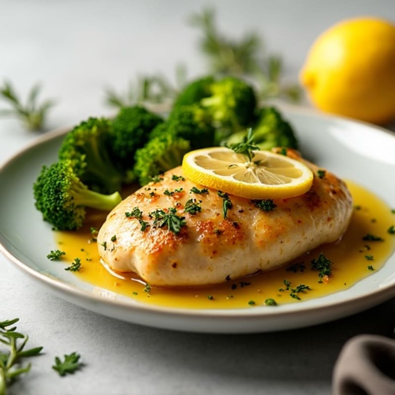 Lemon Herb Roasted Chicken with Crispy Broccoli