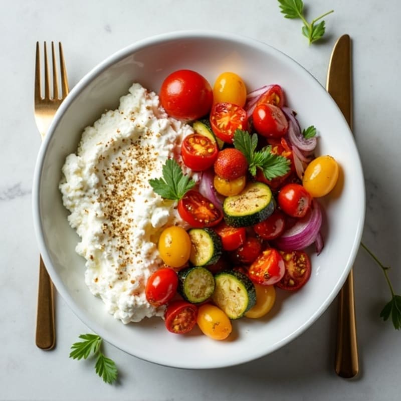 Creamy Cottage Cheese Bowl with Herb-Roasted Vegetables