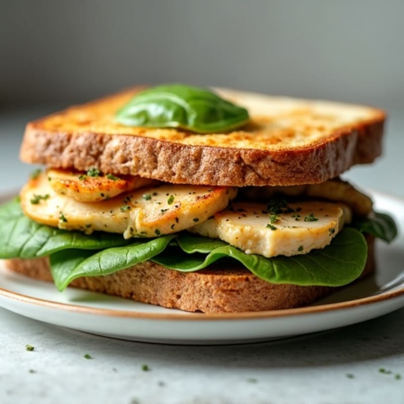 Grilled Pesto Chicken Sandwich with Fresh Spinach