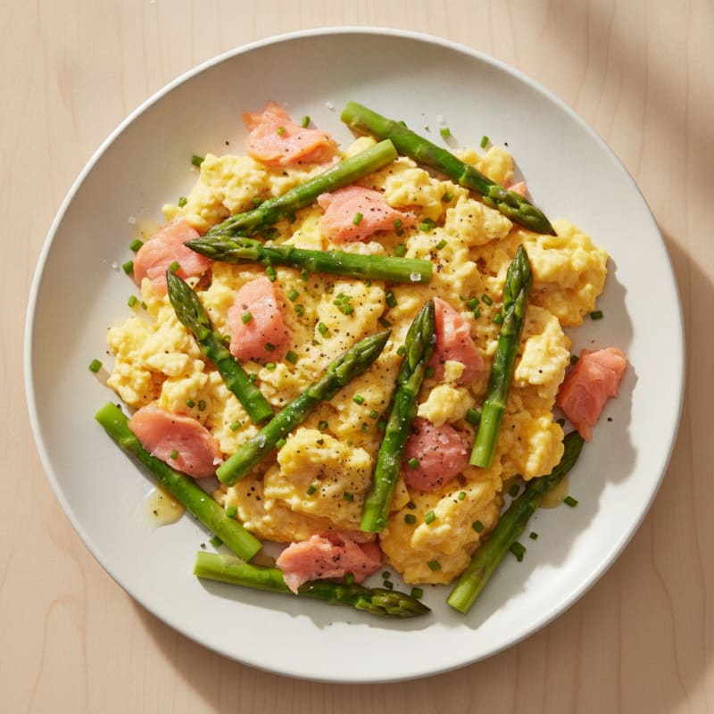 Scrambled Eggs with Smoked Salmon and Asparagus