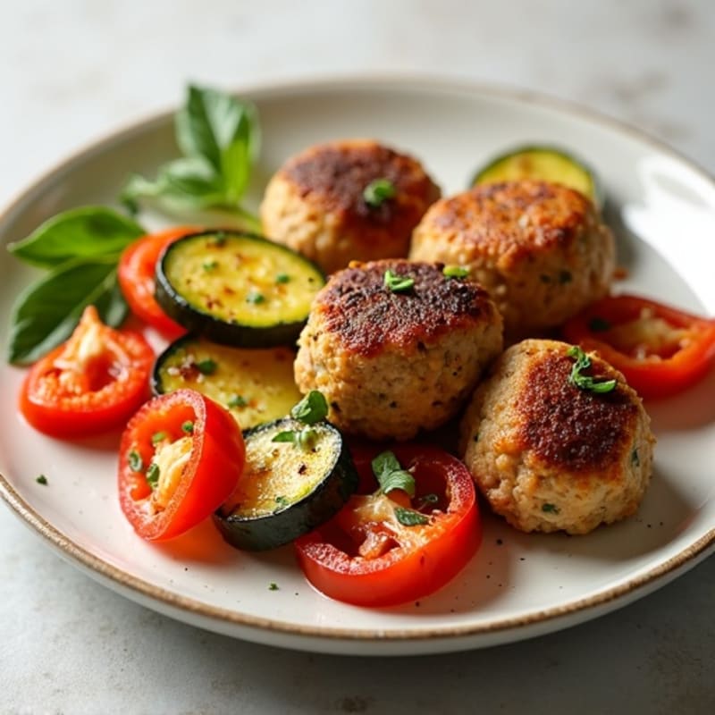 Herb-Seasoned Turkey Meatballs with Roasted Vegetables