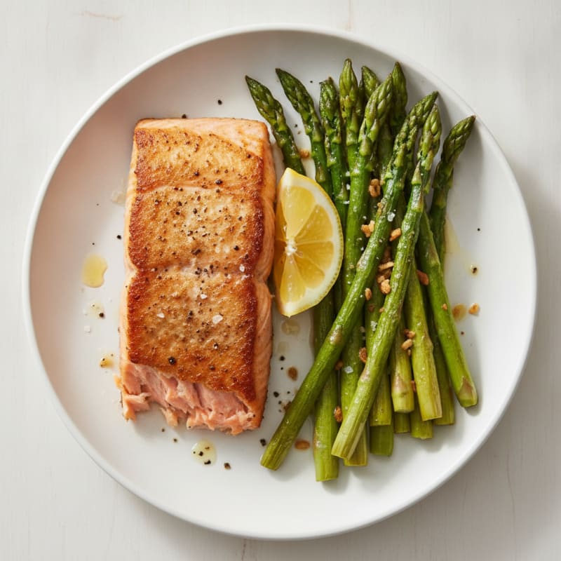 Pan-Seared Salmon with Roasted Asparagus