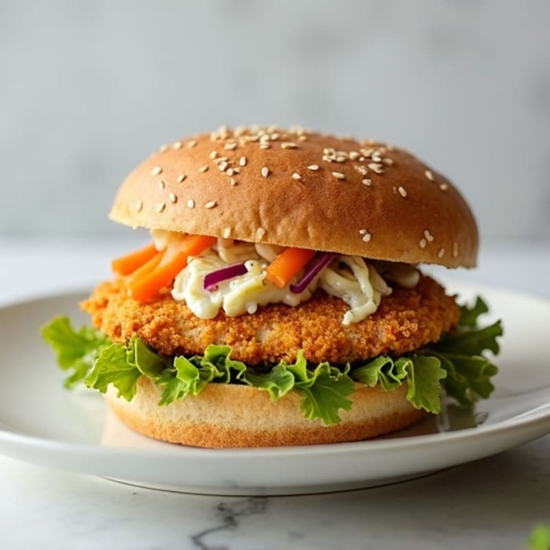 Crispy Baked Chicken Sandwich with Creamy Slaw