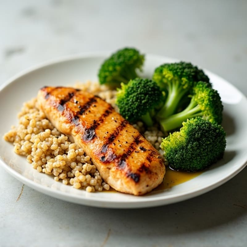 Grilled Chicken Breast with Quinoa and Steamed Broccoli