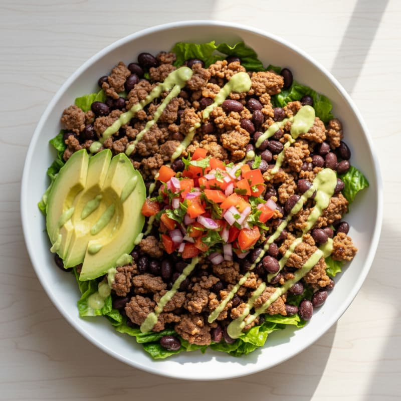 Lean Beef Taco Bowl with Black Beans and Salsa