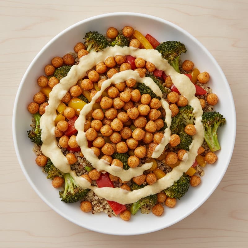 Roasted Vegetable and Chickpea Grain Bowl