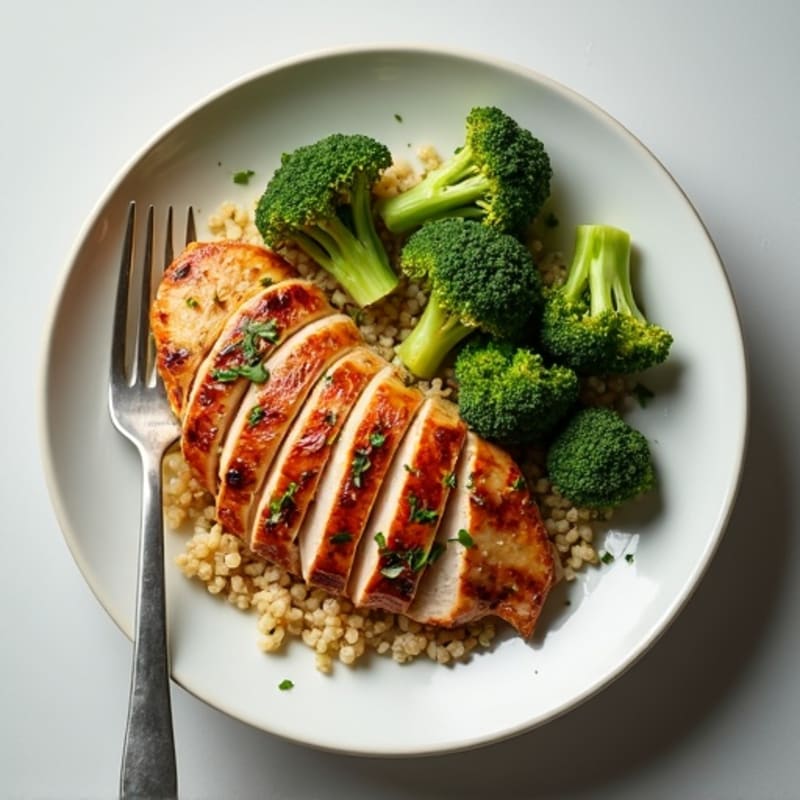 Grilled Turkey Breast with Quinoa and Roasted Broccoli