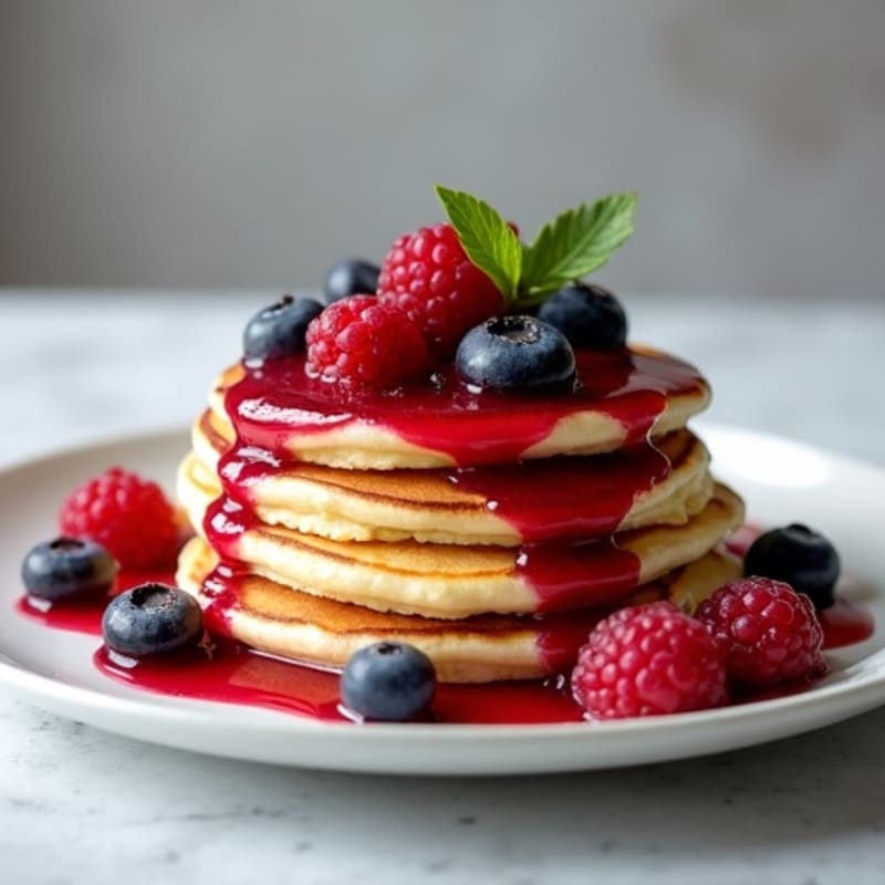 Fluffy Egg White Protein Pancakes with Berry Compote
