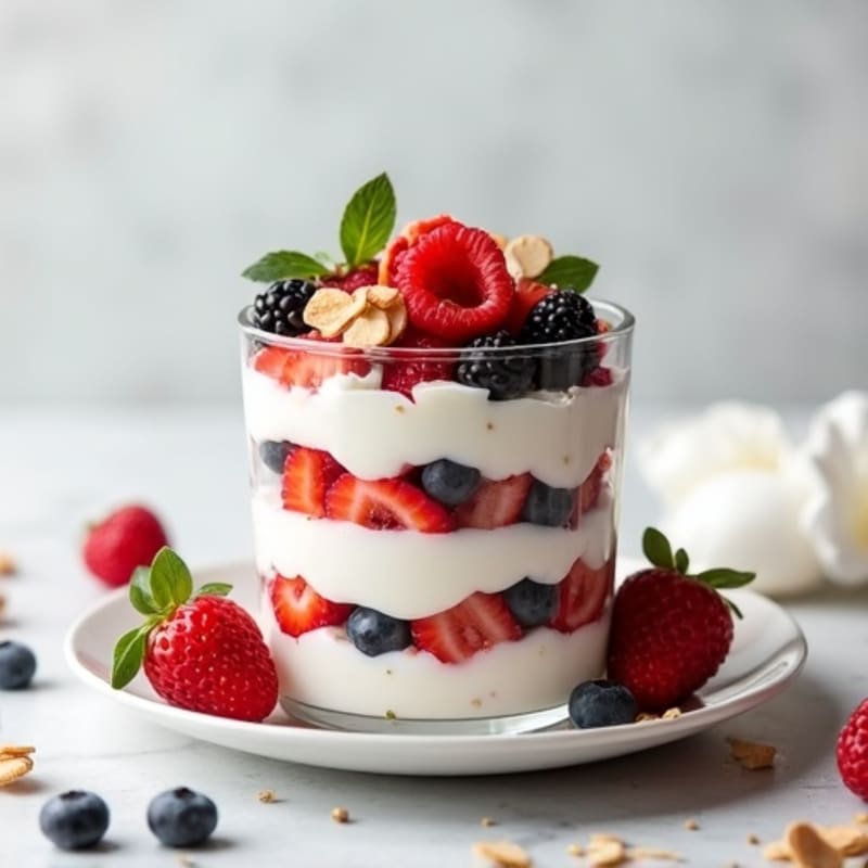 Greek Yogurt Parfait with Berries and Almond Crunch