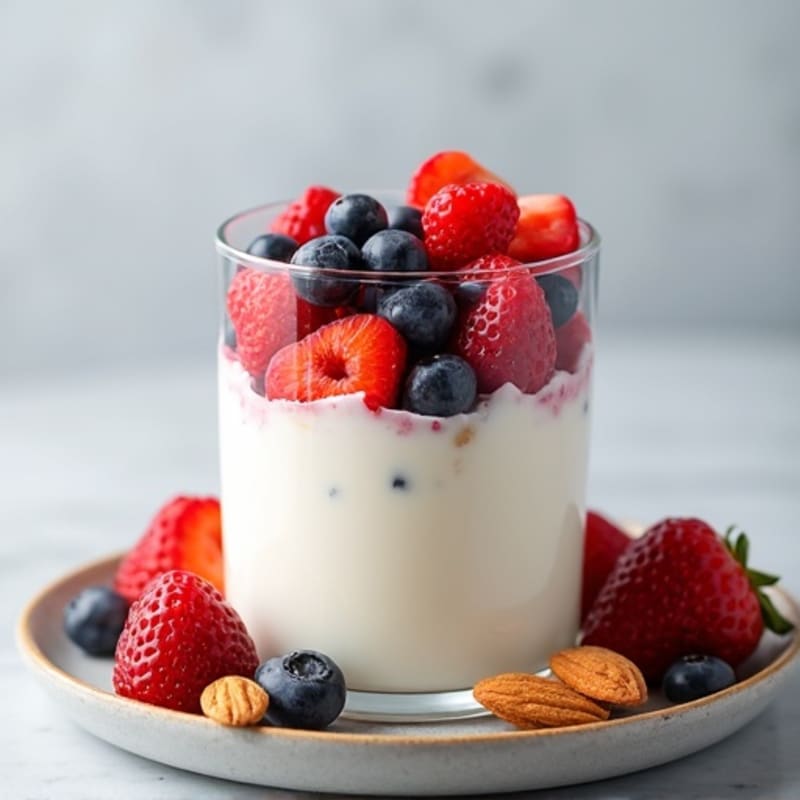 Greek Yogurt Protein Parfait with Mixed Berries and Almonds