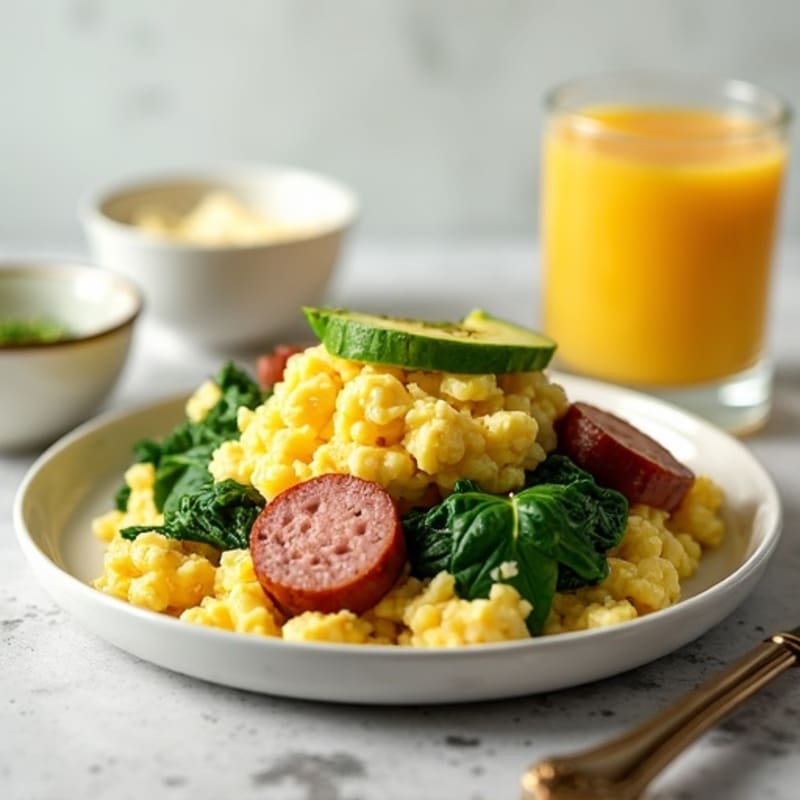 Egg White Scramble with Spinach and Turkey Sausage