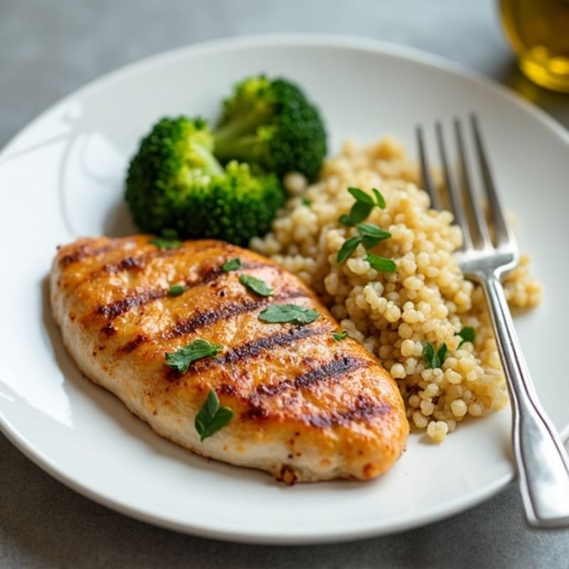 Grilled Chicken Breast with Quinoa and Steamed Broccoli