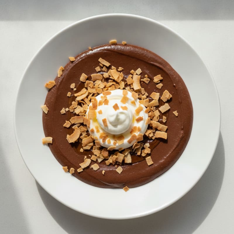 Silky Chocolate Protein Pudding with Toasted Coconut