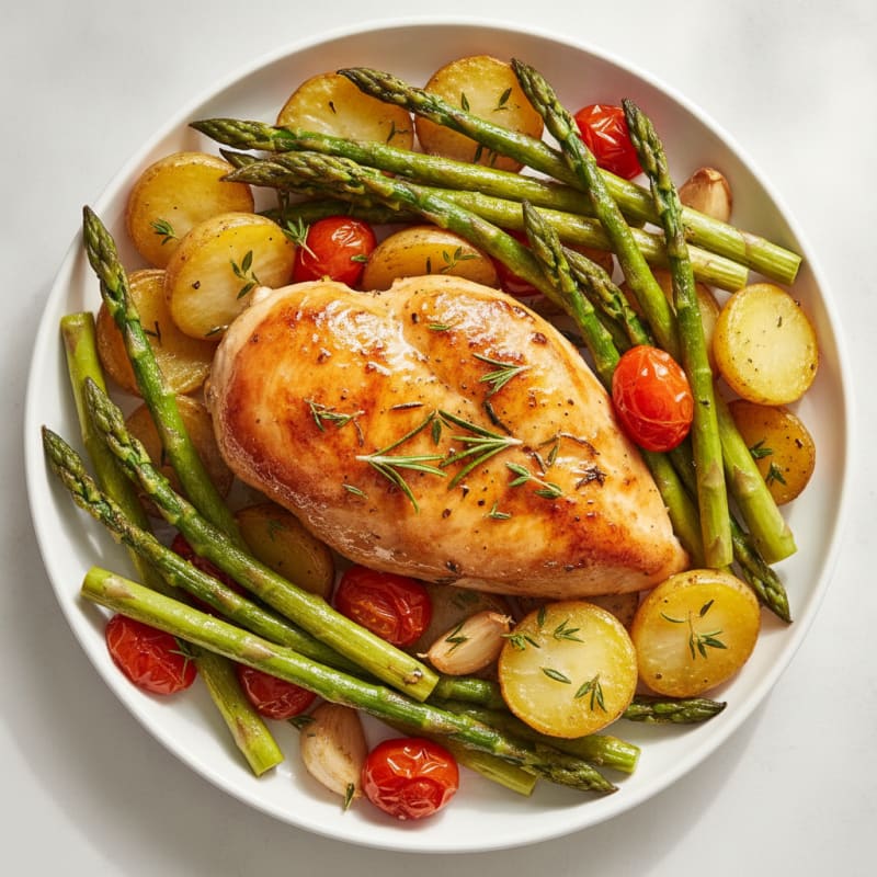 Lemon-Herb Roasted Chicken with Asparagus