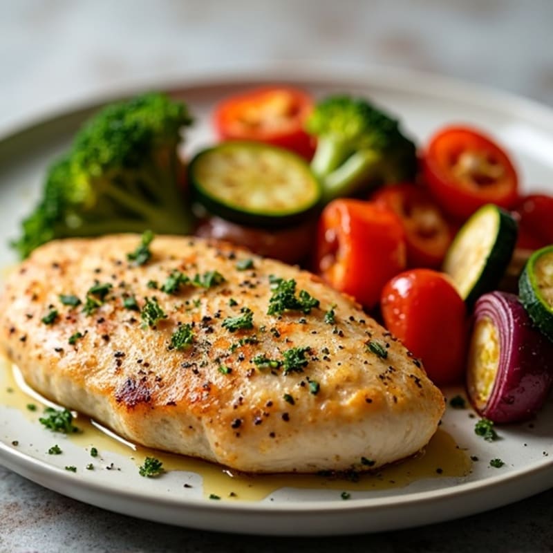 Herb-Crusted Pan Seared Chicken with Roasted Vegetables