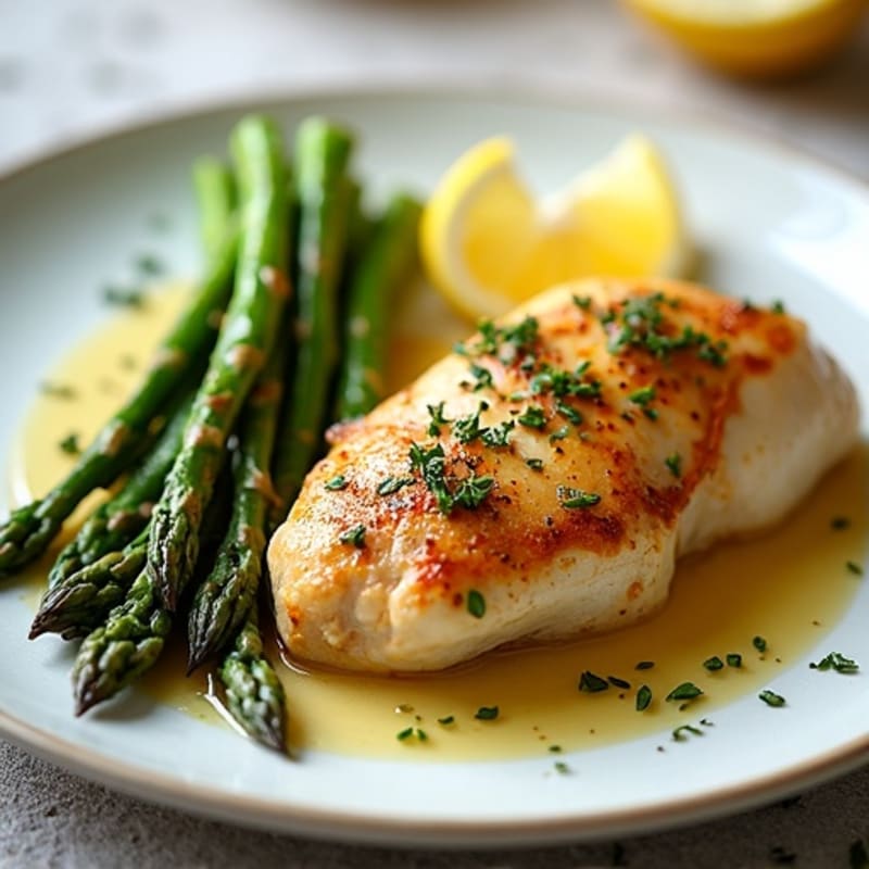 Lemon Herb Roasted Chicken with Crispy Asparagus