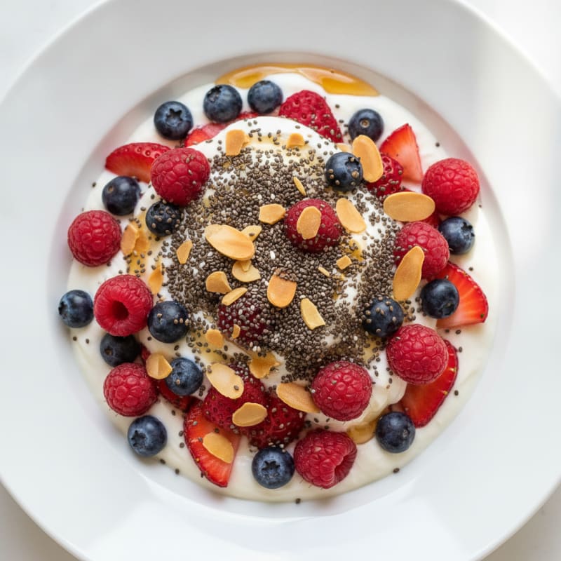 Creamy Greek Yogurt Parfait with Mixed Berries and Chia Seeds