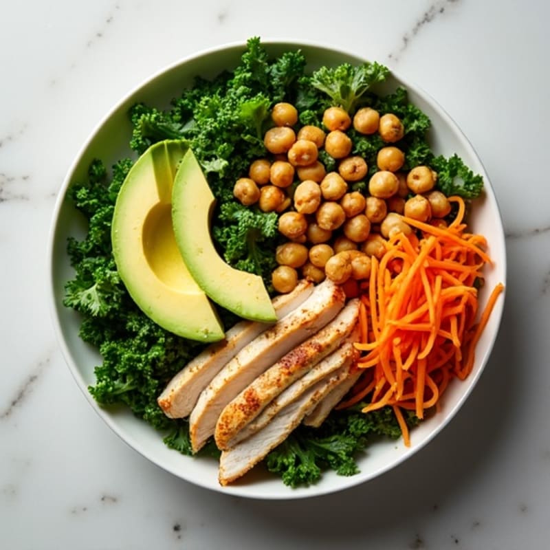 Crunchy Avocado Kale Bowl with Citrus Vinaigrette