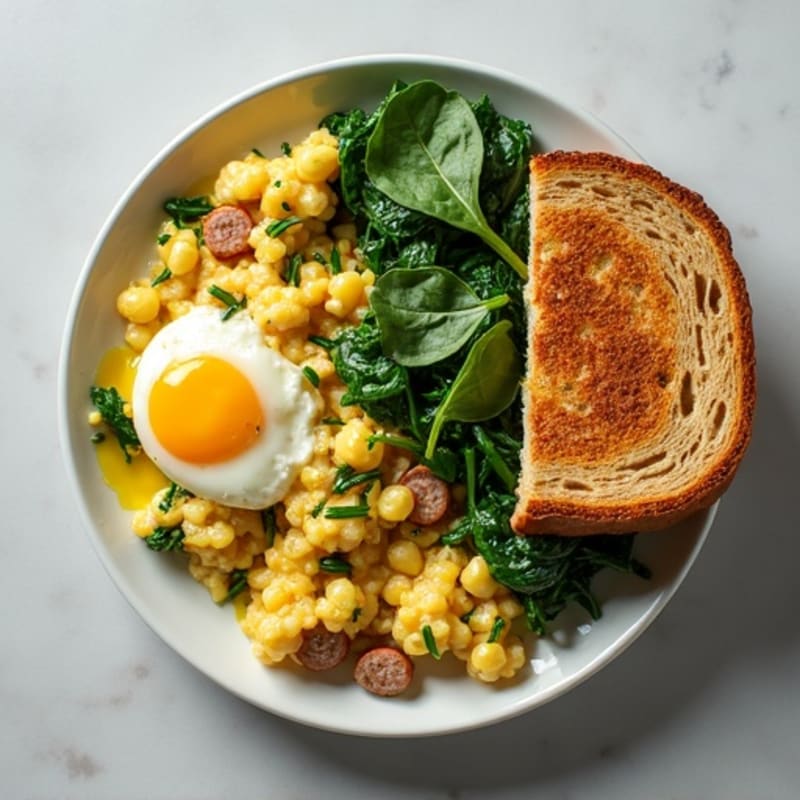 Egg White and Turkey Sausage Scramble with Spinach