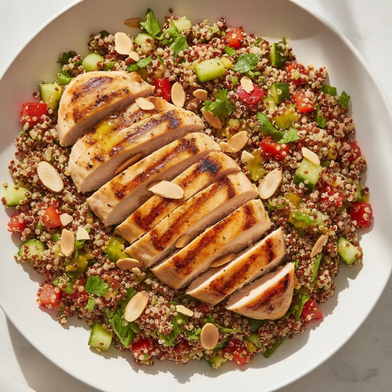 Grilled Chicken Breast with Crunchy Quinoa Salad