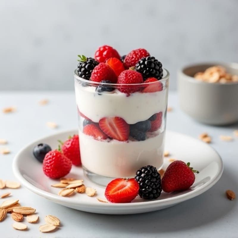 Greek Yogurt Protein Parfait with Mixed Berries and Almonds