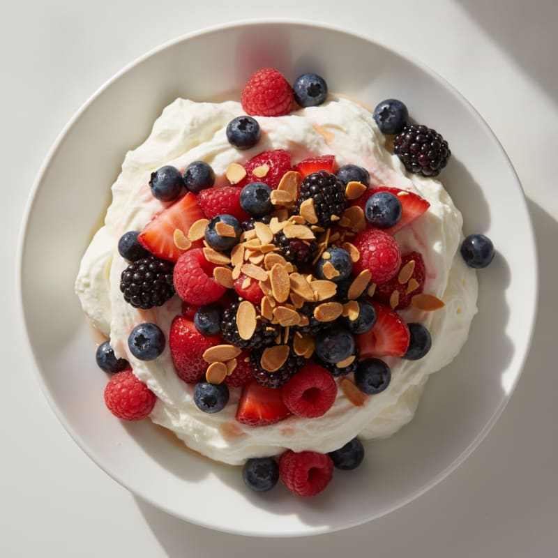 Greek Yogurt Protein Mousse with Mixed Berries