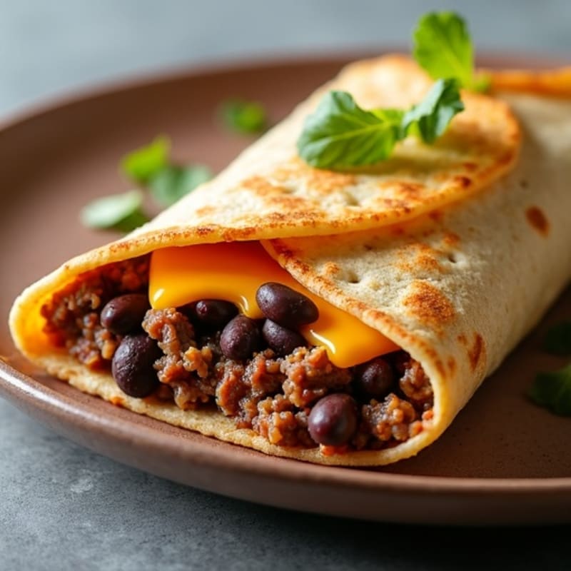 Spiced Lean Beef and Black Bean Cheesy Baked Tortillas