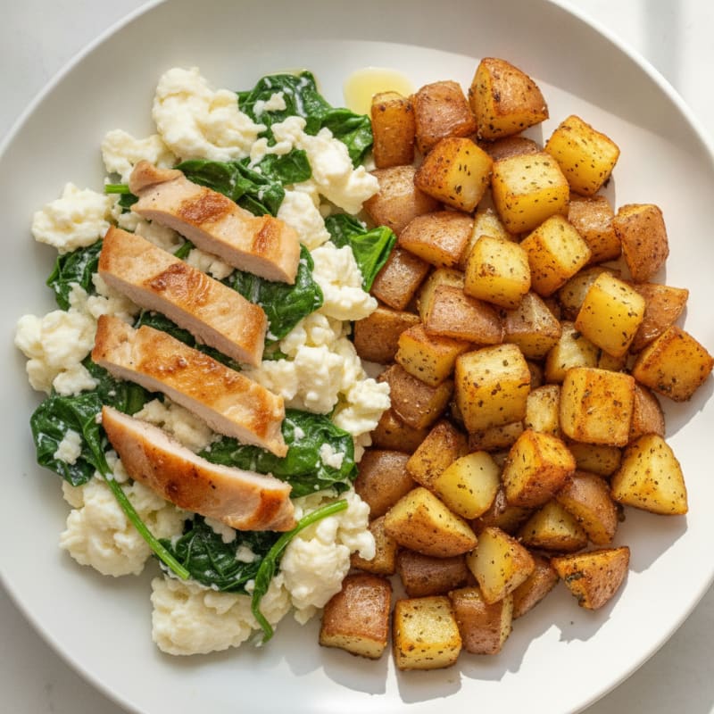Chicken Egg White Scramble with Roasted Potatoes