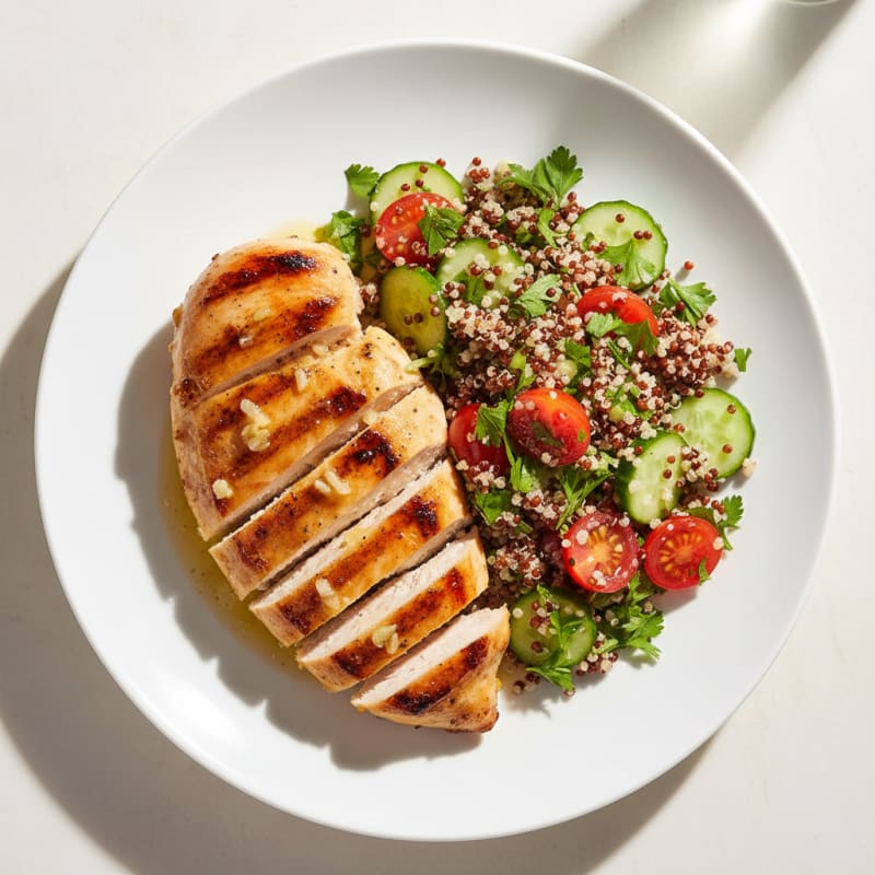 Grilled Lemon-Garlic Chicken Breast with Quinoa Salad