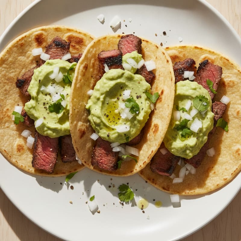 Carne Asada Tacos with Avocado Salsa