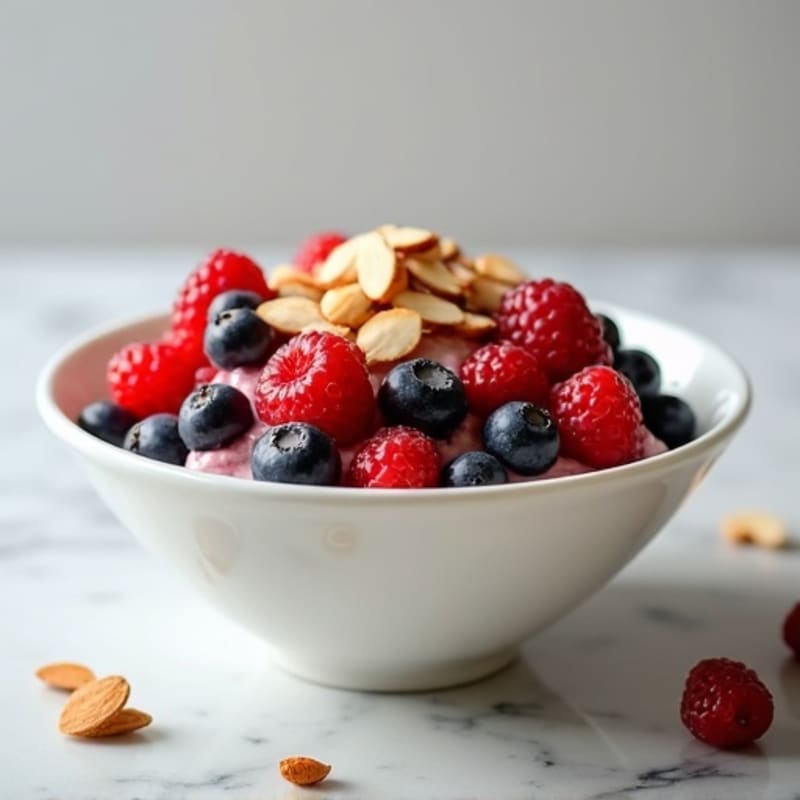 Creamy Greek Yogurt with Fresh Berries and Crunchy Almonds