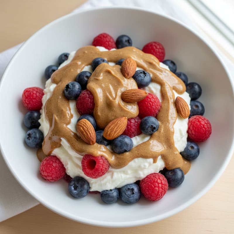 Greek Yogurt Protein Parfait with Berries and Almond Butter