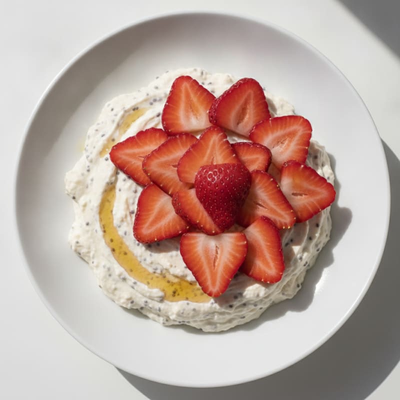 Silky Tofu Protein Pudding with Sliced Strawberries