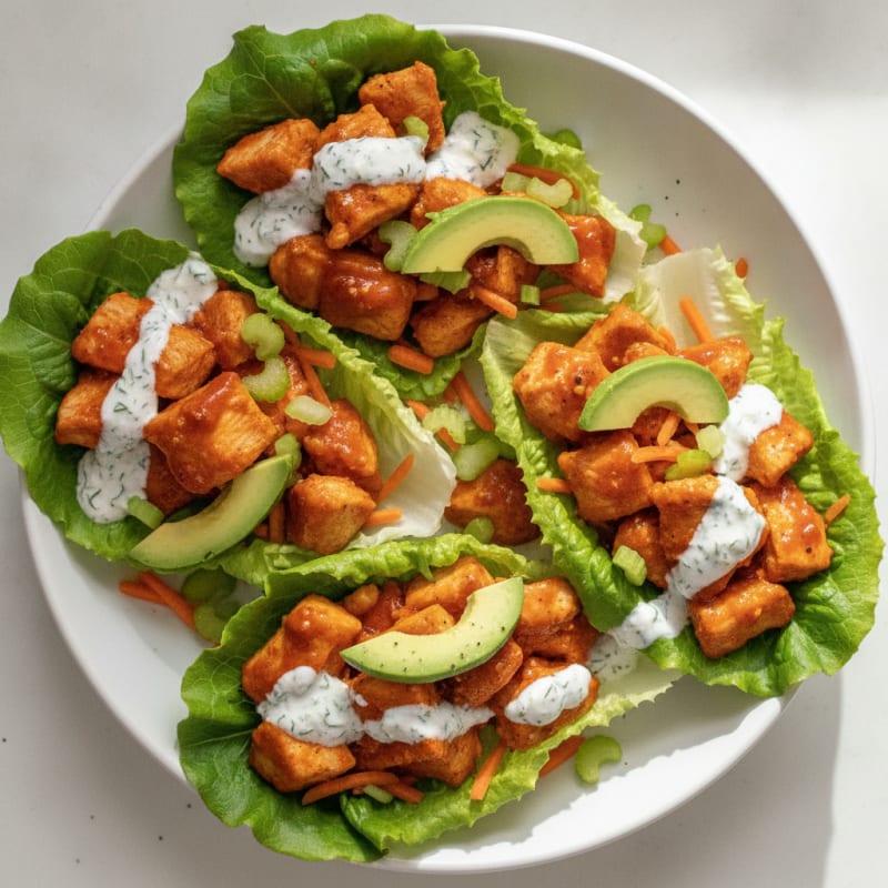 Buffalo Ranch Chicken Lettuce Wraps