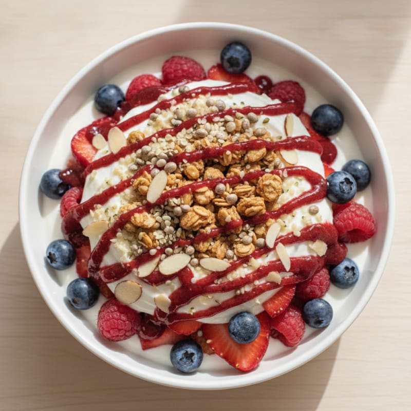 Creamy Greek Yogurt Parfait with Mixed Berries and Protein Granola