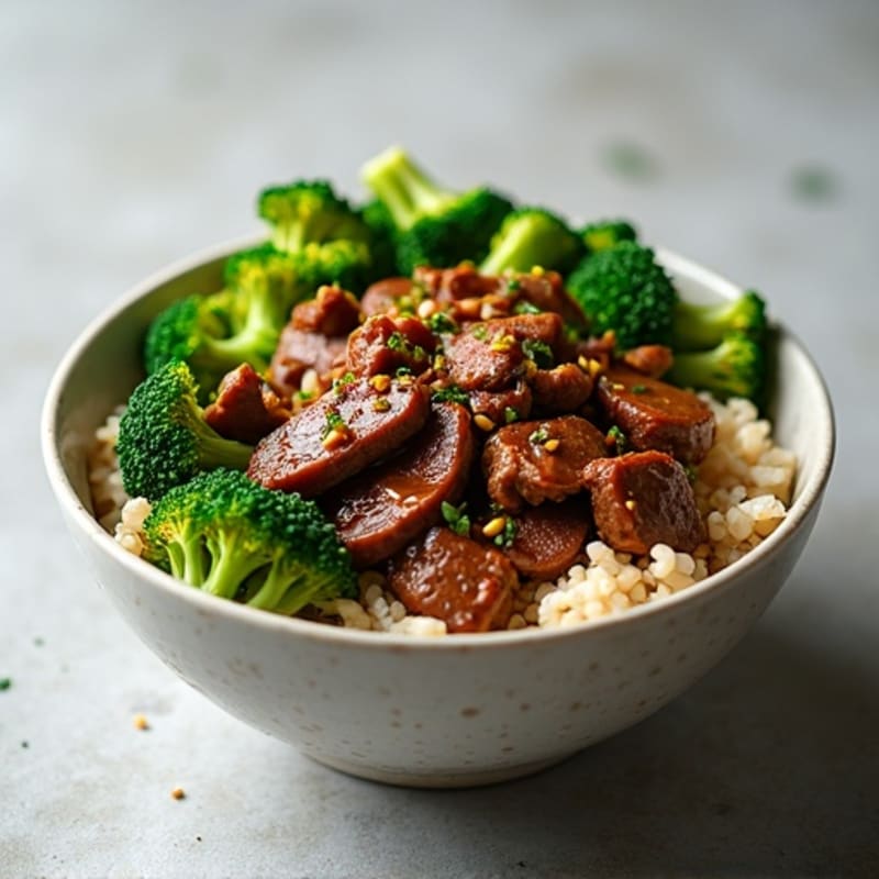 Garlic Ginger Beef and Broccoli Rice Bowl