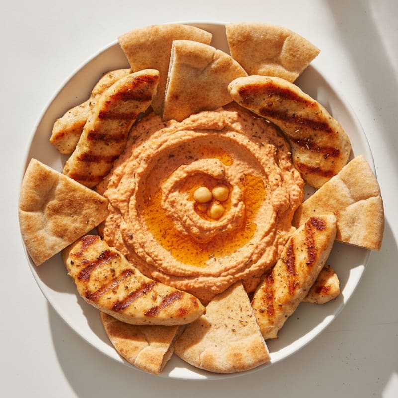 Roasted Red Pepper Hummus with Pita