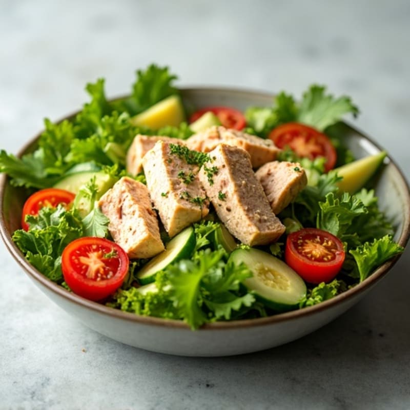 Fresh Tuna Salad with Crispy Greens and Lemon Herb Dressing