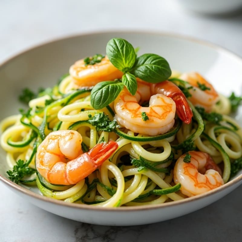 Garlic Shrimp Zucchini Noodles with Fresh Herbs