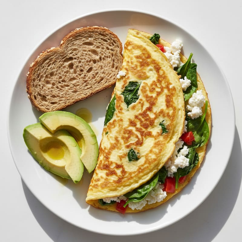 Egg White Veggie Omelet with Cottage Cheese
