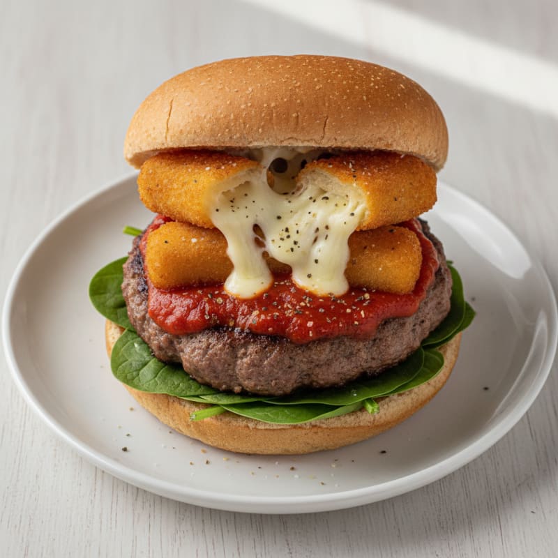 Mozzarella Stick Burger with Marinara