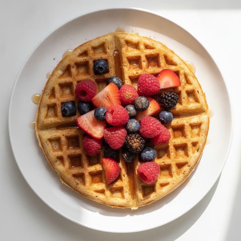 Vanilla Protein Waffles with Berries