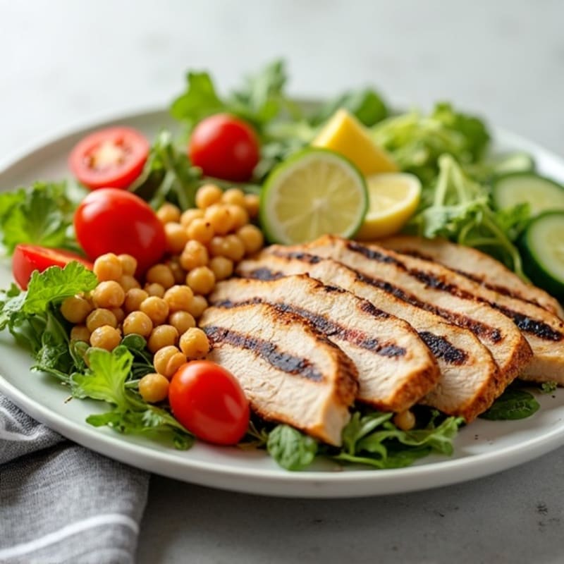 Grilled Turkey Breast Salad with Crunchy Chickpeas and Lemon Vinaigrette