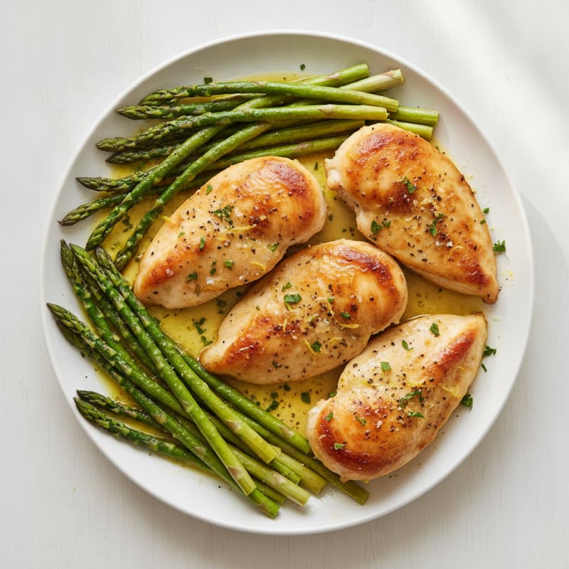 Lemon Herb Roasted Chicken with Asparagus